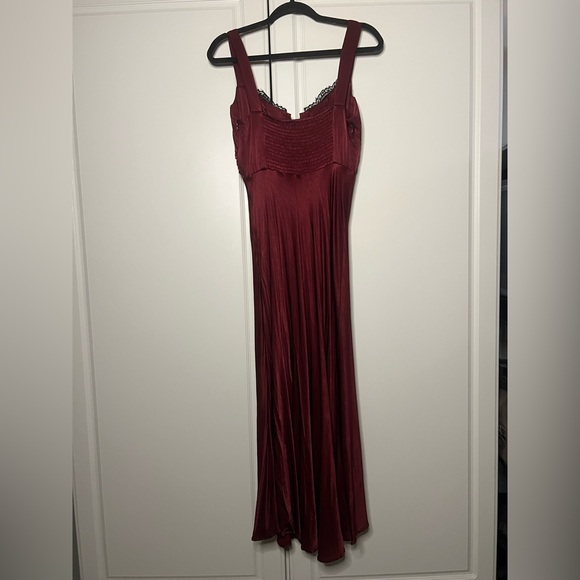 ASTR Wine Satin Corset Midi Dress with Lace Bust - Picture 13 of 15